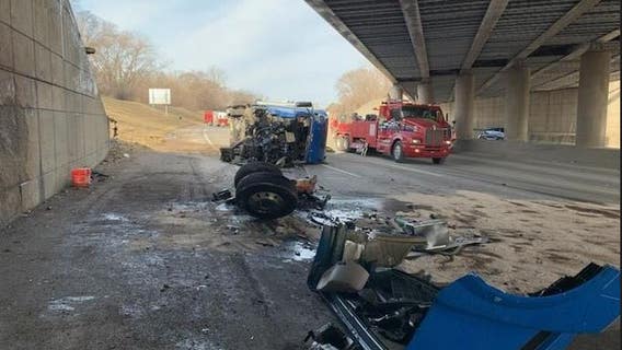 M-14 now open after semi-truck hit overpass in Wayne County