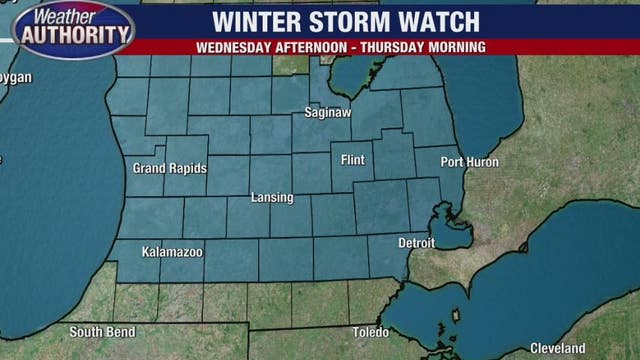 Winter Storm Watch with freezing rain forecast in effect starting Wednesday