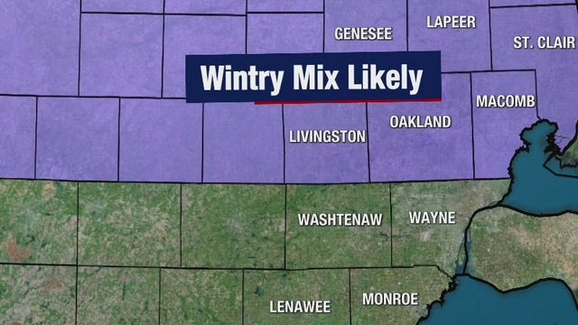 Parts of Southeast Michigan to see mix of snow, sleet and freezing rain on Monday