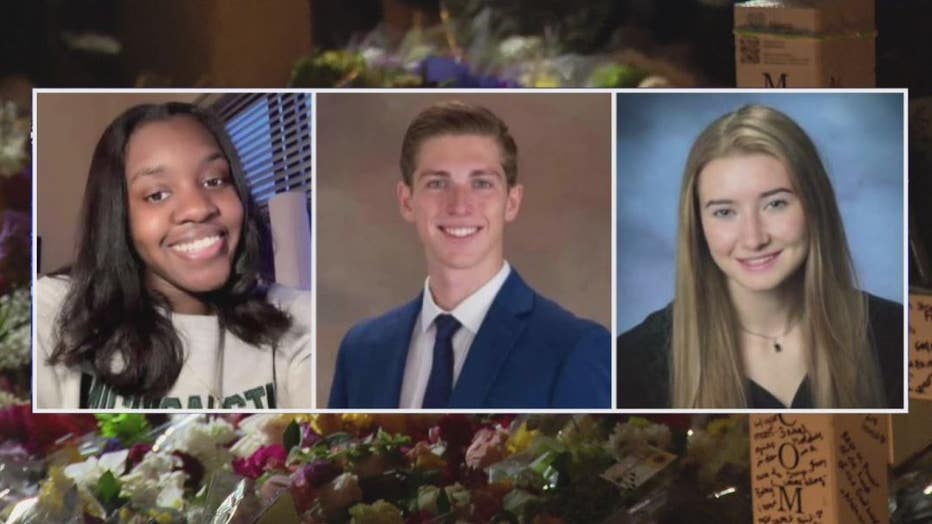 MSU mass shooting victims Arielle Anderson, Brian Fraser and Alexandria Verner.