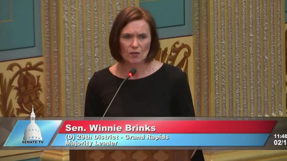 New Senate Democratic Leader Winnie Brinks (Grand Rapids).