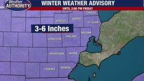 Winter weather advisory with 3-6 inches of snow expected in SE Michigan