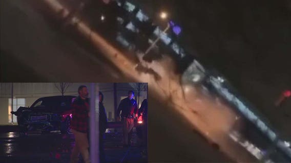 Violent crash caught on camera after racing drivers slam into Challenger doing donuts in Pontiac intersection