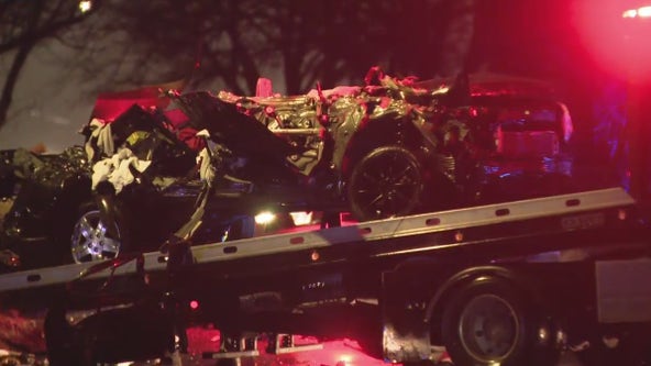 Deadly crash on Detroit's east side leaves two men dead, mangled vehicle