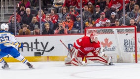 Thompson, Cozens lead Sabres past Red Wings 7-6 in shootout