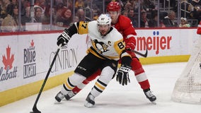 Crosby hits 1,500 point mark in career, Pens beat Red Wings