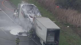 Semi-truck fire shuts down northbound US-23