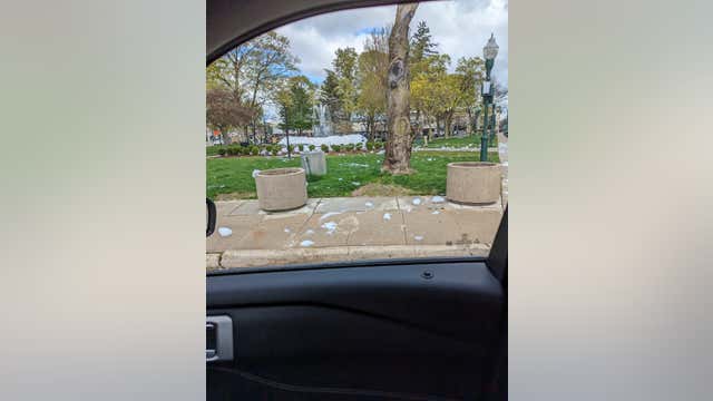 Prank leads to foam pouring out of downtown Plymouth fountain