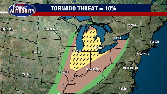 Michigan weather: Significant threat for thunderstorms and hail, isolated tornadoes possible