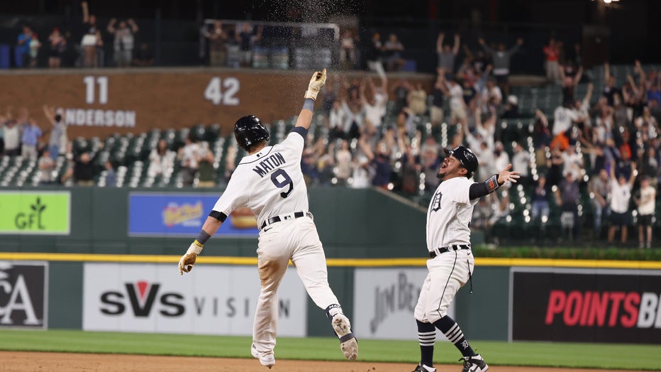 Detroit Tigers third baseman Nick Maton celebrates his home run News  Photo - Getty Images