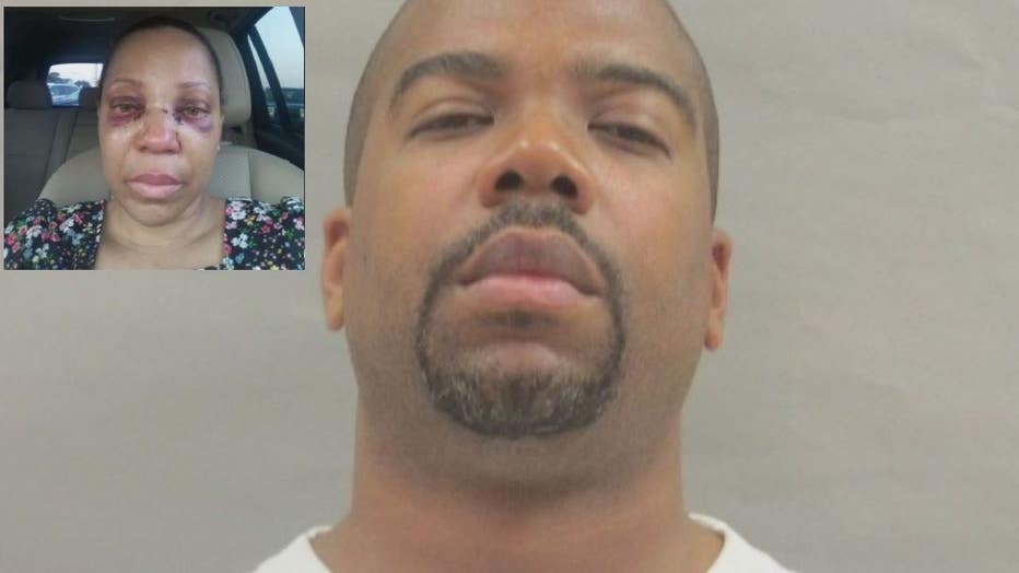 Convicted domestic abuser Rashard Hendricks (inset: victim Michelle Powell).