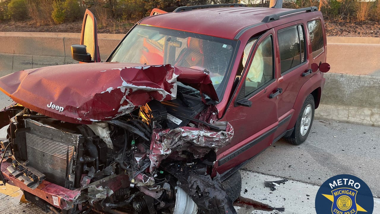 Challenger 'traveling over 100 MPH' hits car crash scene on I-696; car cut  in half