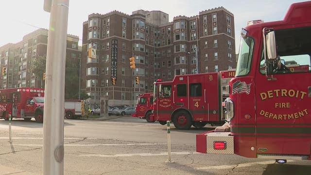 3-alarm fire leaves 2 injured at Detroit's Alden Towers apartment complex