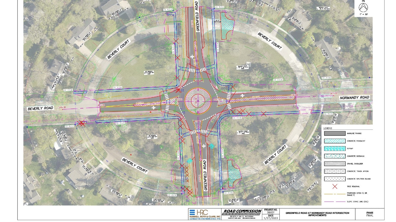 Roundabout construction to close Greenfield at Normandy in Oakland