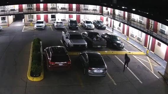 Clip shows suspect fleeing murder scene at Woodward Inn