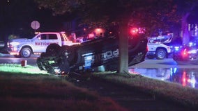 Dearborn Heights police officer crashes, flips in Detroit after chase