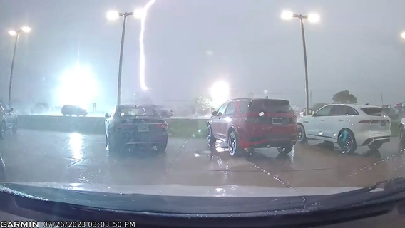 Caught on camera: Lightning strike hits lines in front of FOX 2 camera