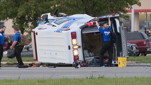 EMS rig involved in crash on 8 Mile while transporting patient