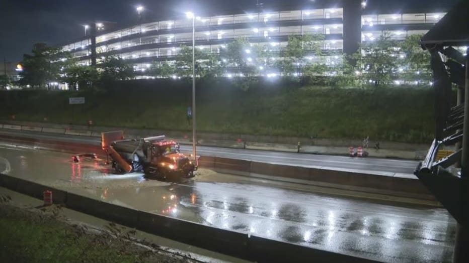 Flooding on I-94 near Woodward.