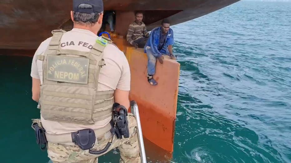 Stowaways travel the Atlantic perched on an oil tanker's rudder