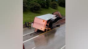 Jack-knifed semi closes SB I-375 at Gratiot, SB I-75 reopens at Vernor