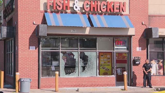 2 shot in front of fish and chicken restaurant on Detroit's west side