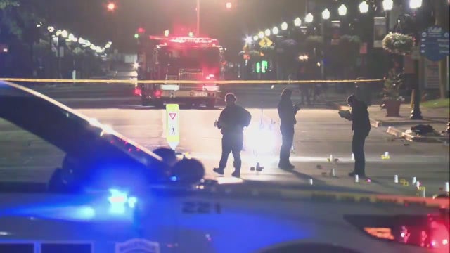 Charger crashes into downtown Belleville building after suspects shoot up car, sources say