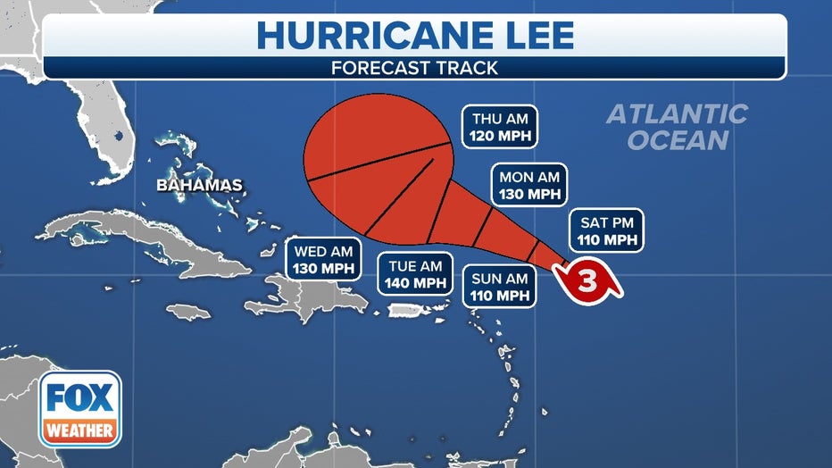 Hurricane Lee Swirls Through Open Waters On A Path To Atlantic