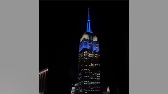 Empire State Building lights up blue and white for Israel