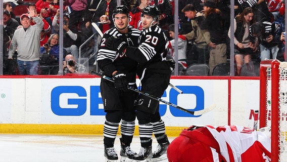 Meier scores two, Toffoli gets game winner as Devils edge Red Wings 3-2