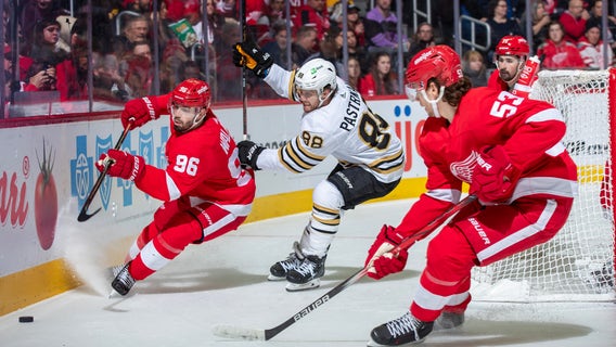 Frederic scores 2 goals as Bruins win 3rd straight by downing Red Wings, 5-3