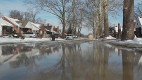 Water main break, fire hydrant crash cause flooding in Detroit