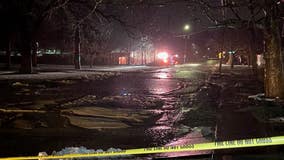 Large water main break buckles Northville road, causes flooding