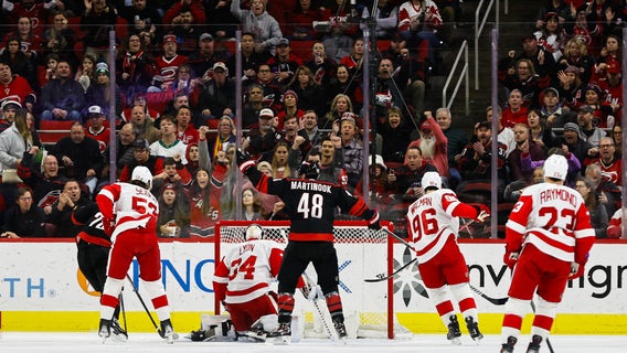 Svechnikov breaks tie in 3rd period as Hurricanes clip Red Wings 4-2