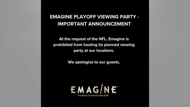 Emagine Theatres cancels Lions playoff game showing after NFL shuts it down