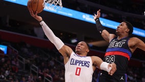 Westbrook reaches 25,000 career points and Leonard scores 33 to lead Clippers past Pistons 136-125