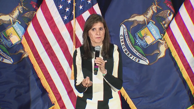 Nikki Haley speaks to supporters in Troy