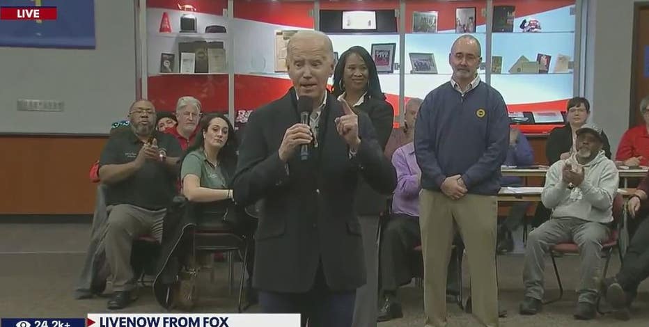 Watch: President Biden speaks to UAW members in Warren amid protests for Palestine