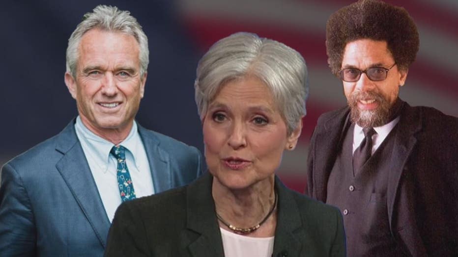 Presidential candidates Robert F. Kennedy Jr., Jill Stein and Cornell West.