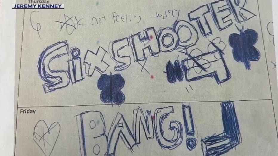 The gun drawing that Jeremy Kenney's son was kicked out of class over.
