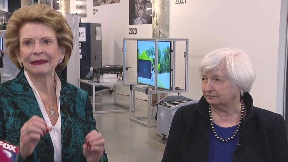 US Sen. Debbie Stabenow and Janet Yellen, US Treasury secretary.