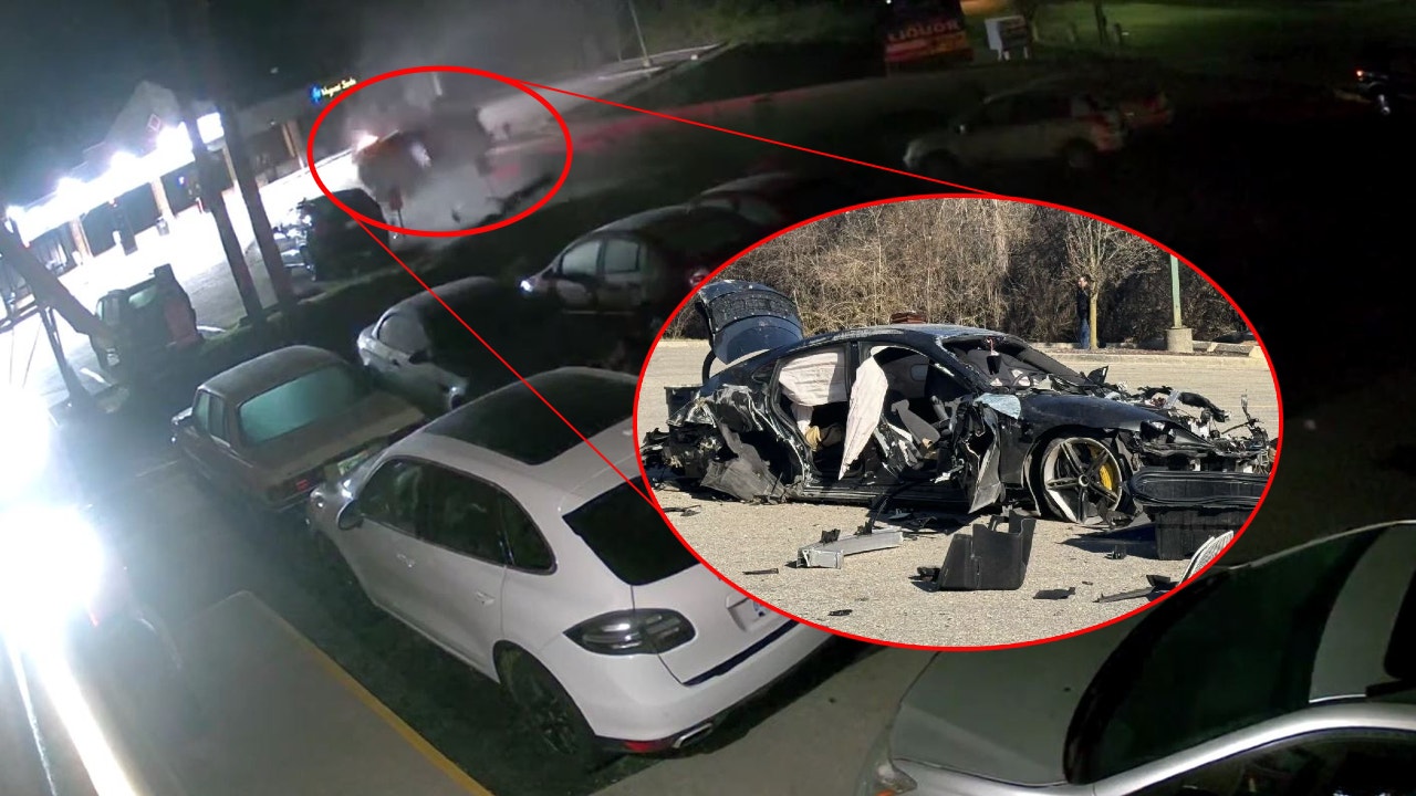 VIDEO Porsche flies through air as drunk driver loses control in