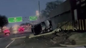 Roll-over crash on 8 Mile caught on dashcam, witnesses rush to help