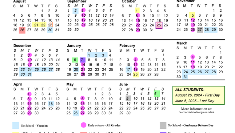 Dearborn Public Schools releases 2024-25 calendar Dearborn Public Schools releases 2024-25 calendar