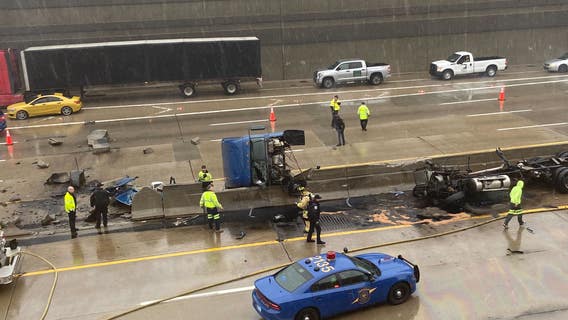 I-696 reopens after crash breaks median, scatters debris