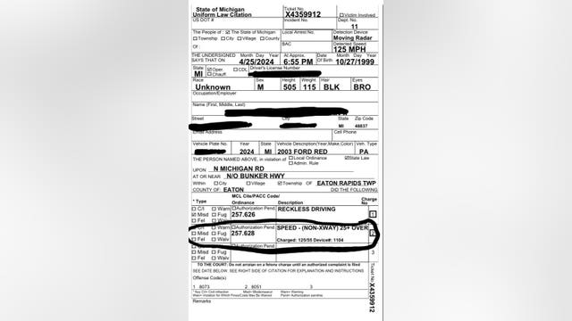 Ford Mustang caught driving 70 mph over the limit in Michigan