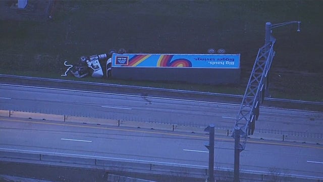 EB I-96 to close overnight to clean up semi-truck crash near Beck Road