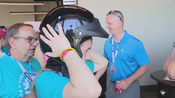 Kids who survived cancer take ride on Pontiac race track ahead of Grand Prix