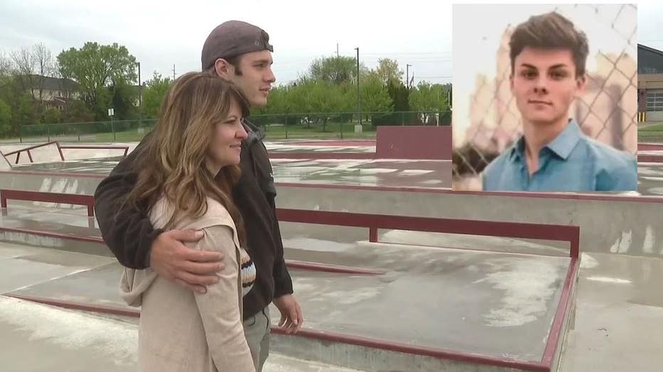 Gabriella Duhn, Dominic’s mom and Enzo Duhn, Dominic’s brother at the skate park. Inset: Dominic Duhn.