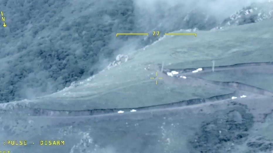 A screen grab captured from a video shows from Akinci Unmanned Aerial Vehicle, which participated in search and rescue operations for the helicopter carrying the Iranian President Ebrahim Raisi and his delegation in Iran on May 20, 2024. (Photo by Anadolu/Anadolu via Getty Images)